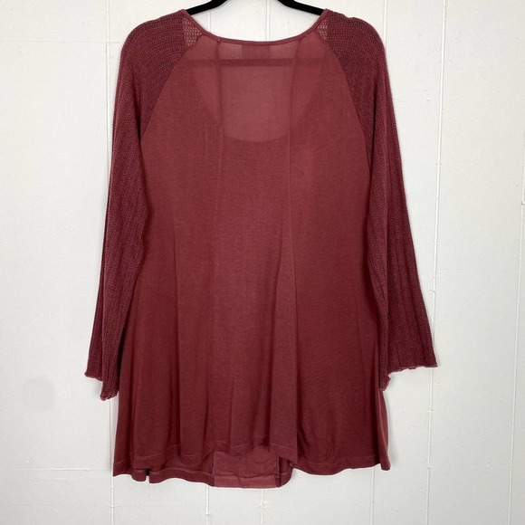 Soft Surroundings Womens Pink Top Embroidered Open Knit Sleeves Sz Large Modal - Picture 2 of 9
